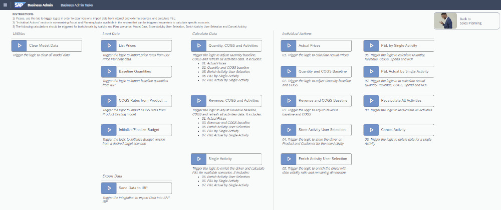 Business Admin Tasks für Sales Planning