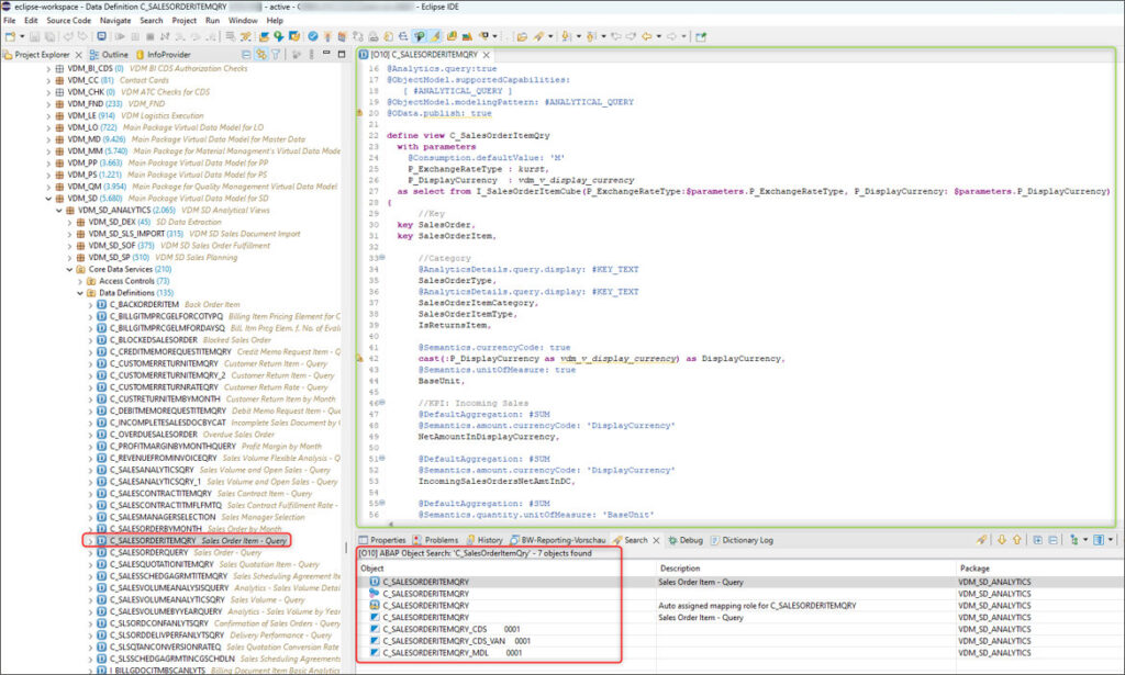 Sales Order Item Query in Eclipse