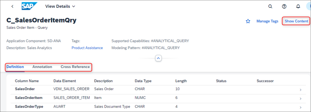 Sales Order Item Query in Fiori App