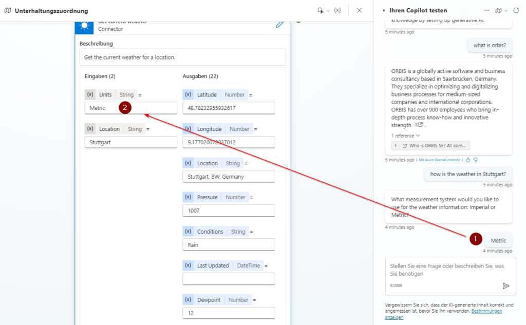 Unterhaltungszuordnung Microsoft Copilot Studio